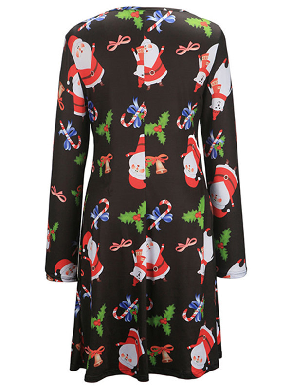 Round Neck Long Sleeves Christmas Dress