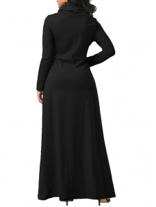 Black Long Sleeve Cowl Neck Maxi Dress