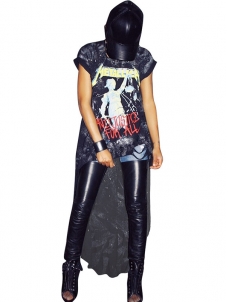 Black Trendy Printed Asymmetrical Maxi Dress