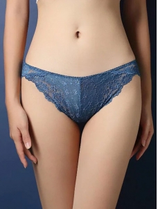 Blue One Size Lace Patchwork Panties
