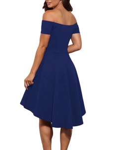 Blue S-3XL Fashion Women Off Shoulder Dress