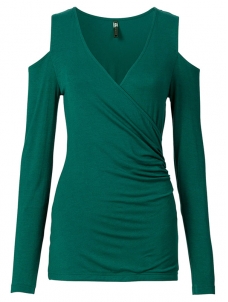 Green S-XXL Sexy V Neck Off Shoulder Blouse 
