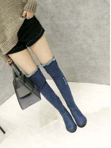 Light Blue Over Knee Thigh High Jeans Boots