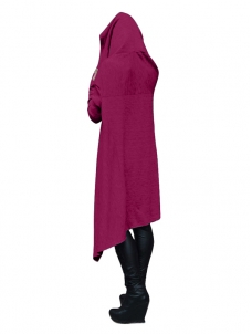 Purple Fashion Asymmetrical Hem Pullover Hooodies