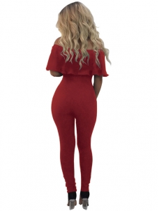 Red Trendy Hollow-out One-piece Jumpsuits 