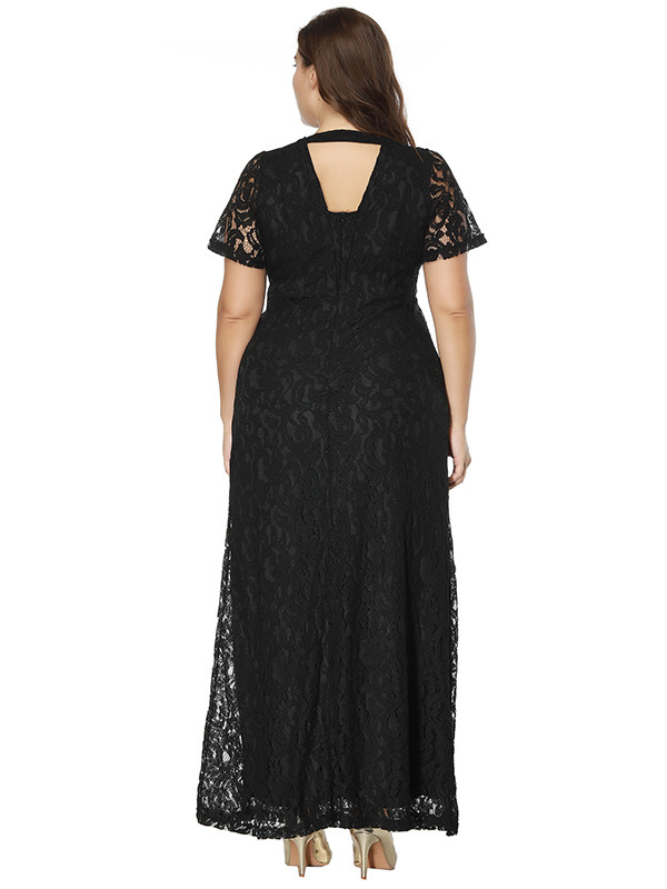 Black Floral Printed Chiffon Plus Size Dress