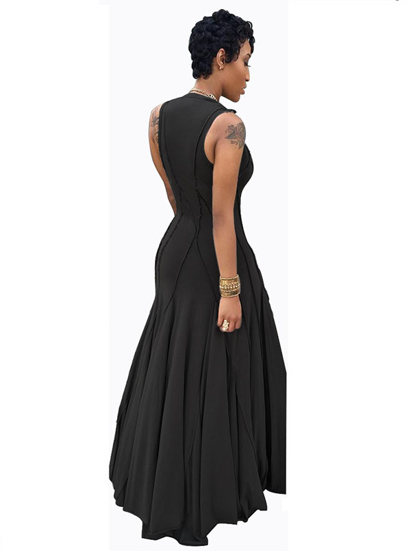 Black S-3XL Sexy Sleeveless Maxi Dress