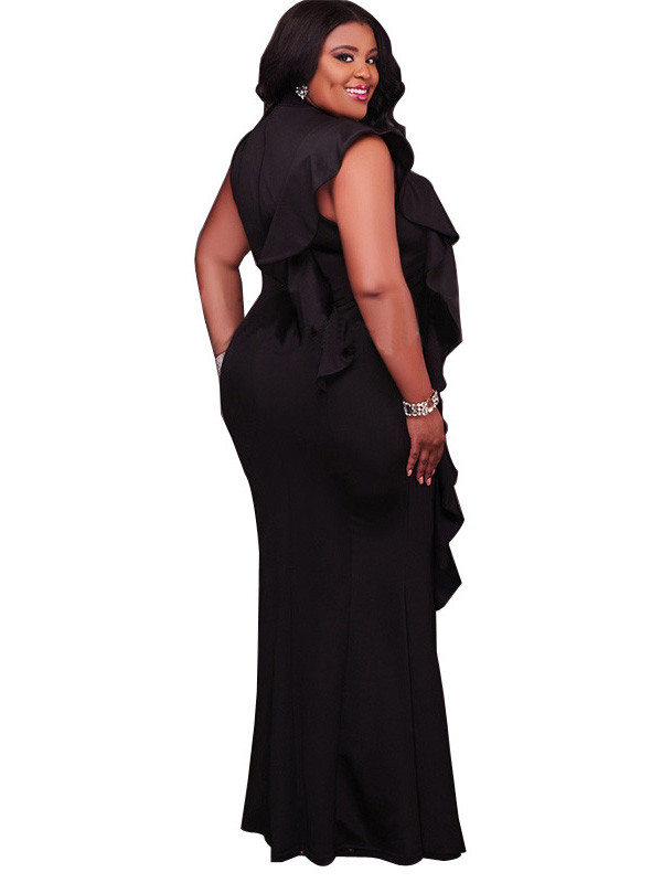Black Women Sleeveless Plus Size Dress