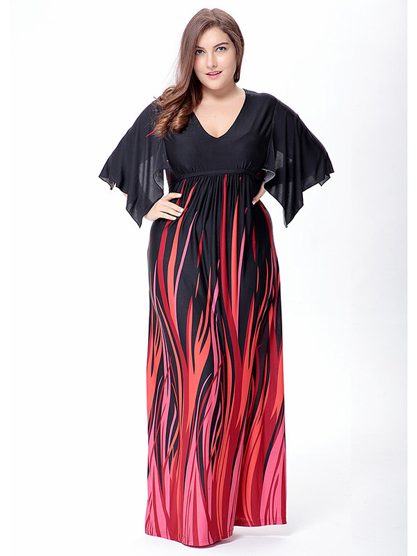 Elegant Printing Summer Plus Size Dress