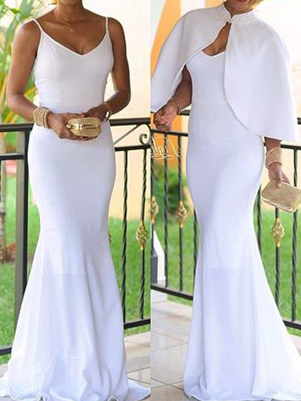 Euramerican V Neck White Modal Ankle Length Dress