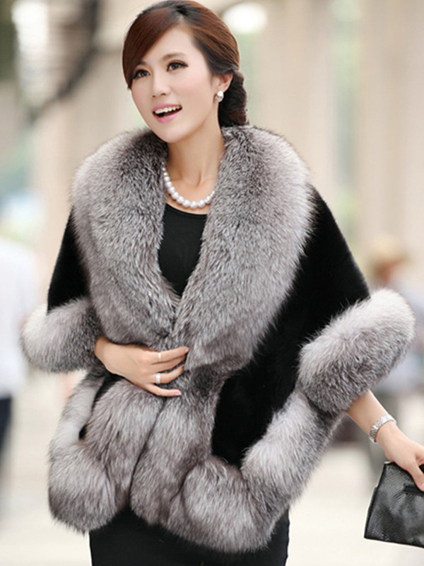 Grey One Size Winter Warm Faux Fur Coat