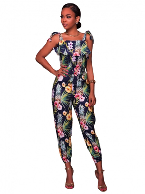 Multicolor S-XL Floral Printed Jumpsuit 