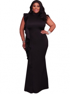Black Women Sleeveless Plus Size Dress