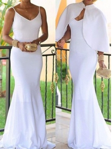 Euramerican V Neck White Modal Ankle Length Dress
