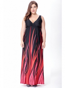 Multicolor Fashion Sleeveless Plus Size Dress
