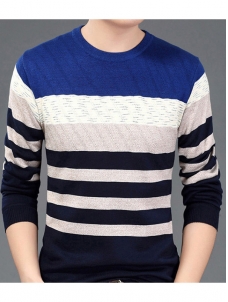 White Round Neck Long Sleeve Patchwork T-Shirt