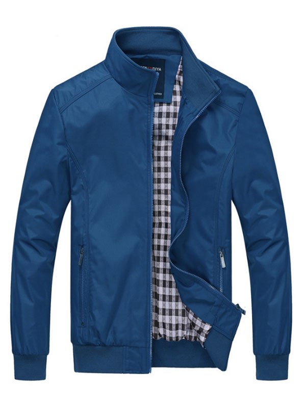 Men Spring Autumn Casual Outfits Tops Coats Light Blue