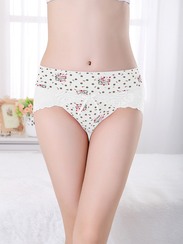 White One Size Floral Seamless Underwear