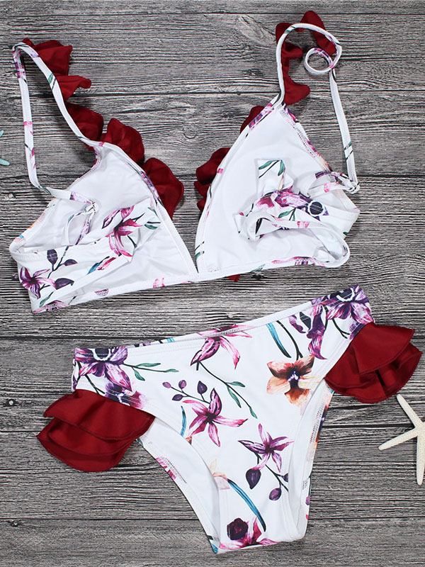 Women Quick Dey Floral High Quality Fabric Bikini Sets