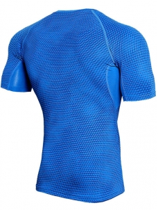 Blue Breathable Tights Fitness Bodybuilding T-shirt