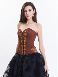 Brown Sexy Back Lace Up Overbust Steampunk Corset
