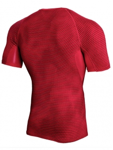 Red Breathable Tights Fitness Bodybuilding T-shirt