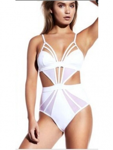 Sexy White Sheer Mesh Splicing One Piece Swimsuits 2018