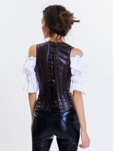 Women Punk Style Leather Over Bust Corset