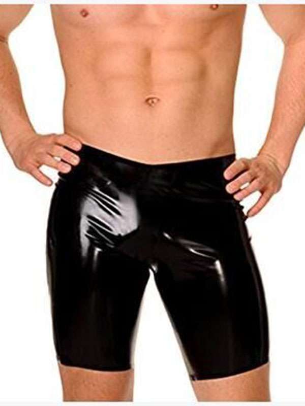 Black Sexy Men Leather Short Pants Vinyl Lingerie