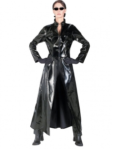 Black Unisex PVC Leather Matrix Coat Adult Costume
