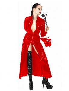 Red Unisex PVC Leather Matrix Coat Adult Costume
