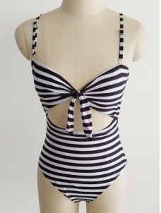 Sexy Spaghetti Strap Striped One Pieces Swimsuit