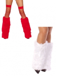 Women Feather Christmas Leg Warmer Soft Red