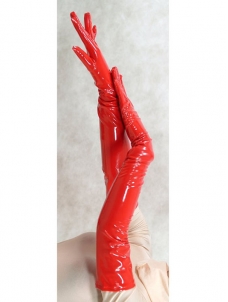 Women Sexy PVC Gloves Costumes Red