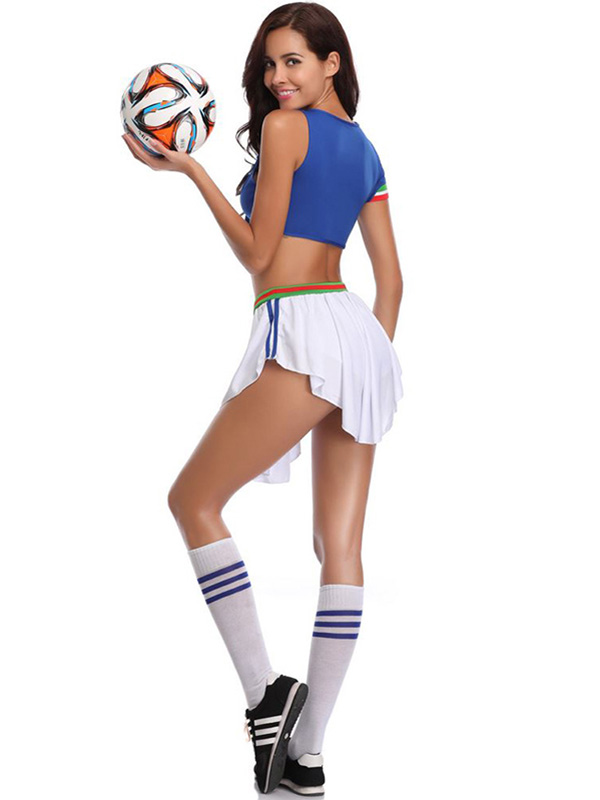 Blue Sexy Hot Women Sports Costume Soccer