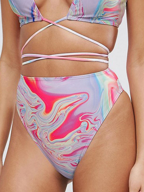 Fashion Colorful Printed Bandage Bikini Sets For Women