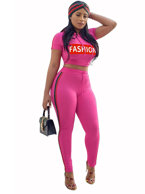 Fashion Tighten Two-Piece Sport Lady Jumpsuit Pink