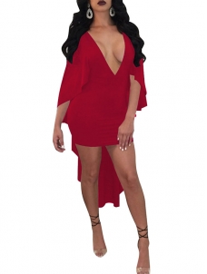 Sexy Red Dress Club Wear Fashion Sleeveless V Neck Elegant Party