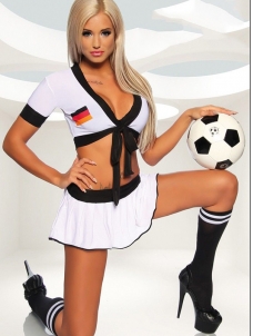 White 2 Piece Football Girl Sport Costume