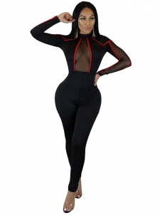 Women Black S-XL Sexy Long Sleeve Jumpsuits
