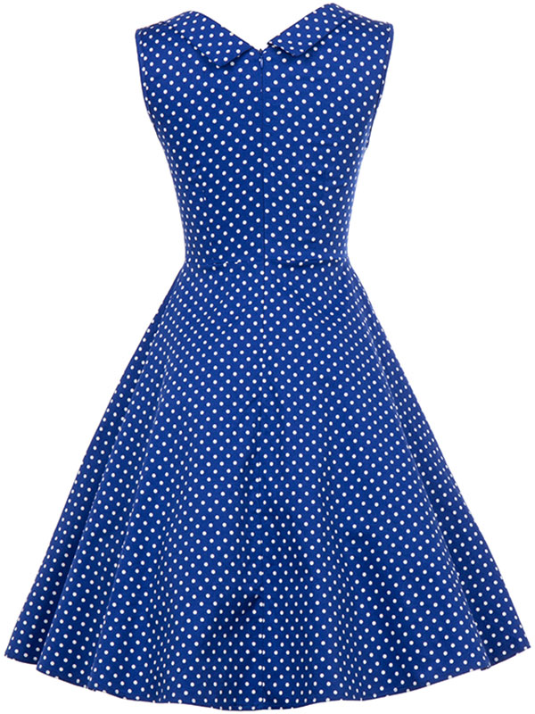 Elegant Dot Printed Maxi Dress Blue