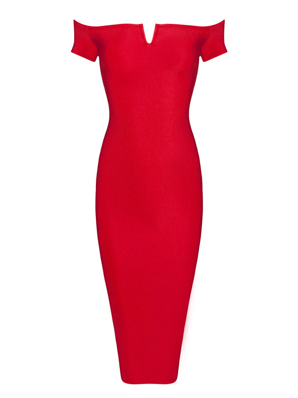 Sexy Off The Shoulder Buttocks Bodycon Dress Red 