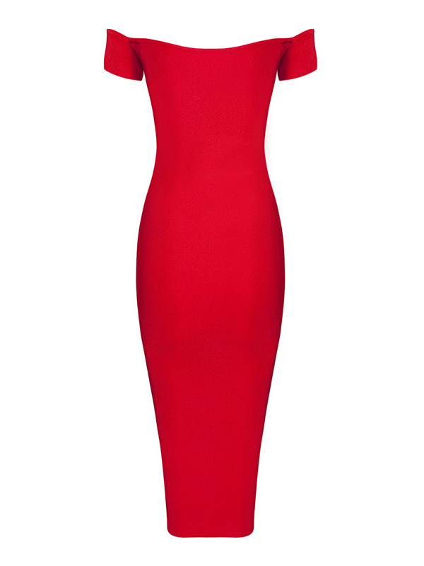 Sexy Off The Shoulder Buttocks Bodycon Dress Red 