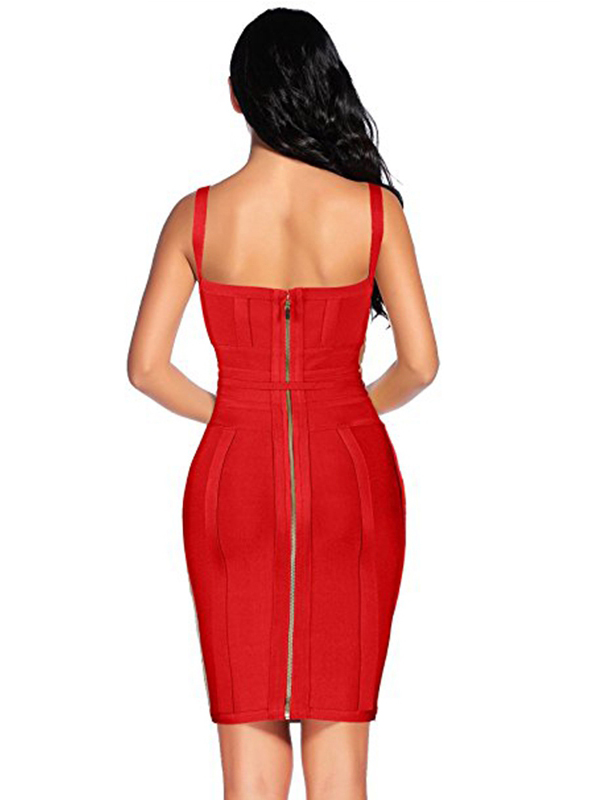 Spaghetti Strap Bodycon Bandage Dress Red