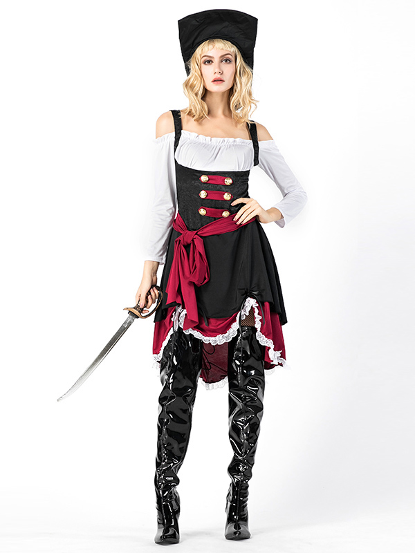 Women Off Shoulder Pirate Captain Cosplay Costume