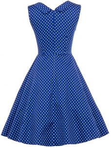 Elegant Dot Printed Maxi Dress Blue