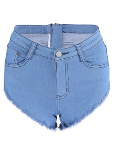 Fashion Fringed Vintage Back Zipper Jeans