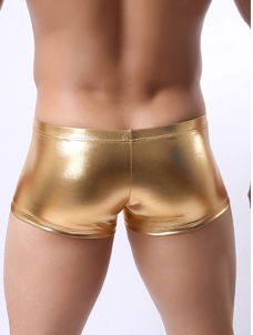 Men Faux Leather Boxer Underwear Gold