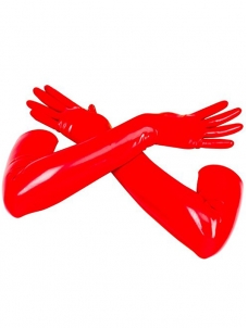 Women Faux Leather  Gloves Red