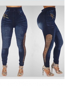 Women High Waist Side Cut Up Skinny Jeans
